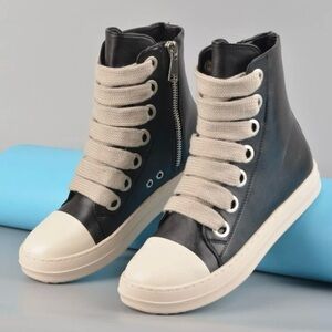 Black and Cream High-Top Sneakers